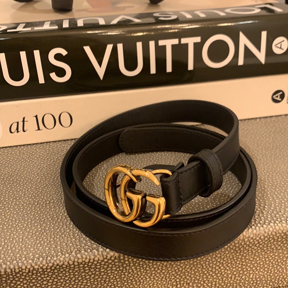 Authentic Gucci Leather belt with Double G buckle